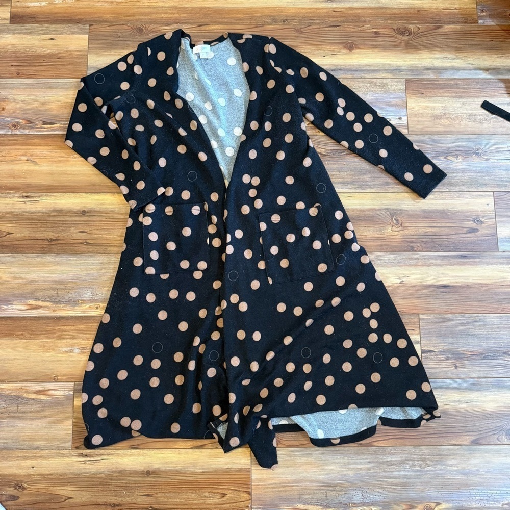 LuLaRoe Black and Tan Polka Dot Women's Sarah Duster Sweater